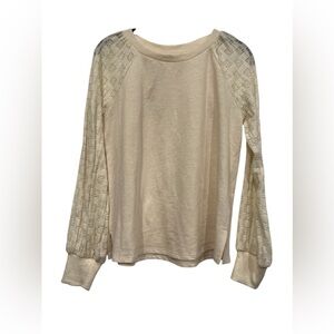 Hem & Thread Long Sleeve Cream Blouse Size S